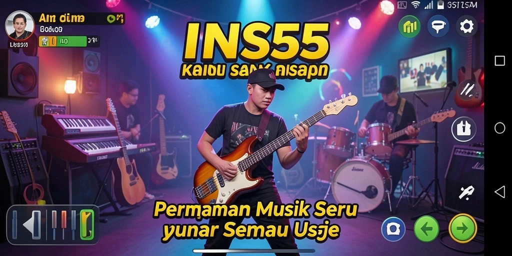 Tangkapan layar gameplay INS55 menampilkan aksi bermain musik yang seru.