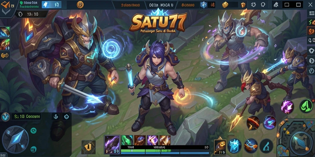 Tampilan gameplay MOBA yang memukau dan penuh aksi.