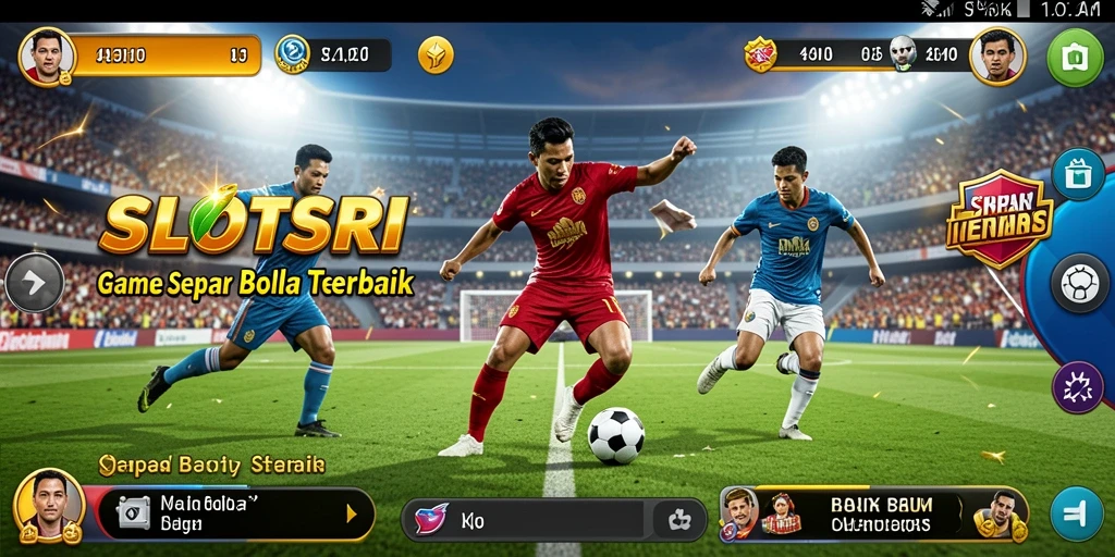 Gameplay SLOTSRI menampilkan keseruan perpaduan slot dan sepak bola.