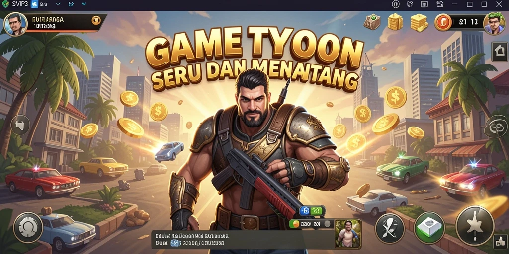 Tampilan gameplay menarik dari SVIP3 dengan elemen Tycoon yang menyenangkan.