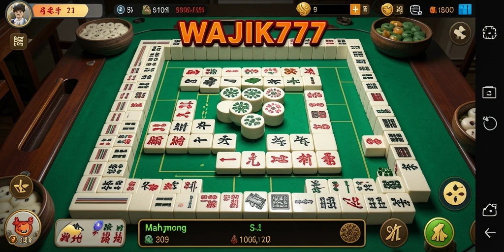 Screenshot utama WAJIK777 yang menampilkan gameplay Mahjong.