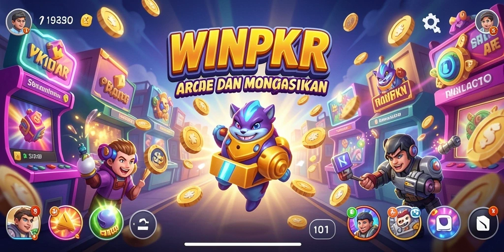 Tampilan gameplay seru dalam WINPKR dengan aksi Arcade mendebarkan.